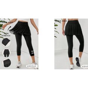 SHEIN Women's Size S (24x18 1/2) Black Skirted Capri Leggings
